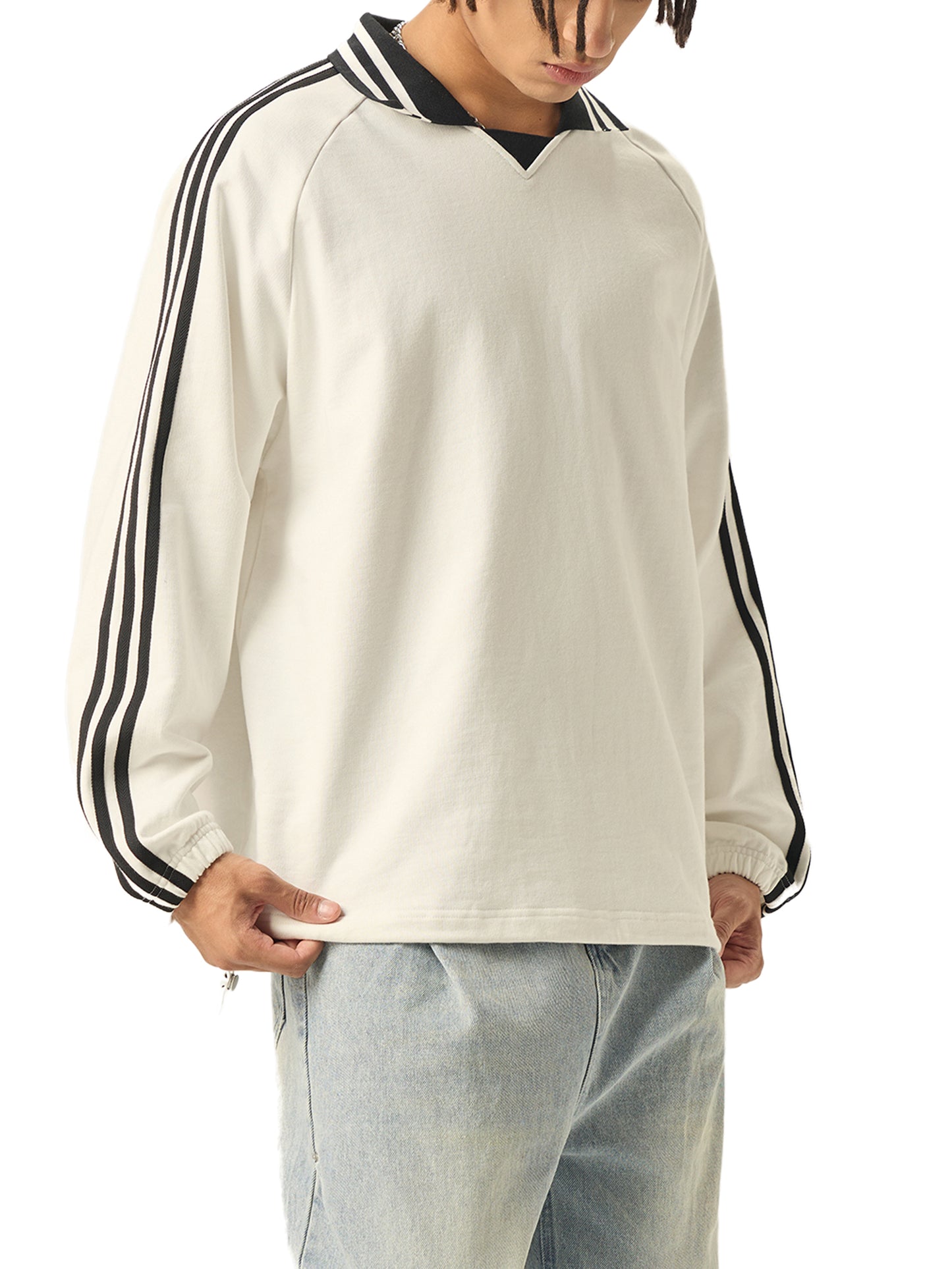 Till It Works — Issue 01 Striped Lapel Collar Sweatshirt